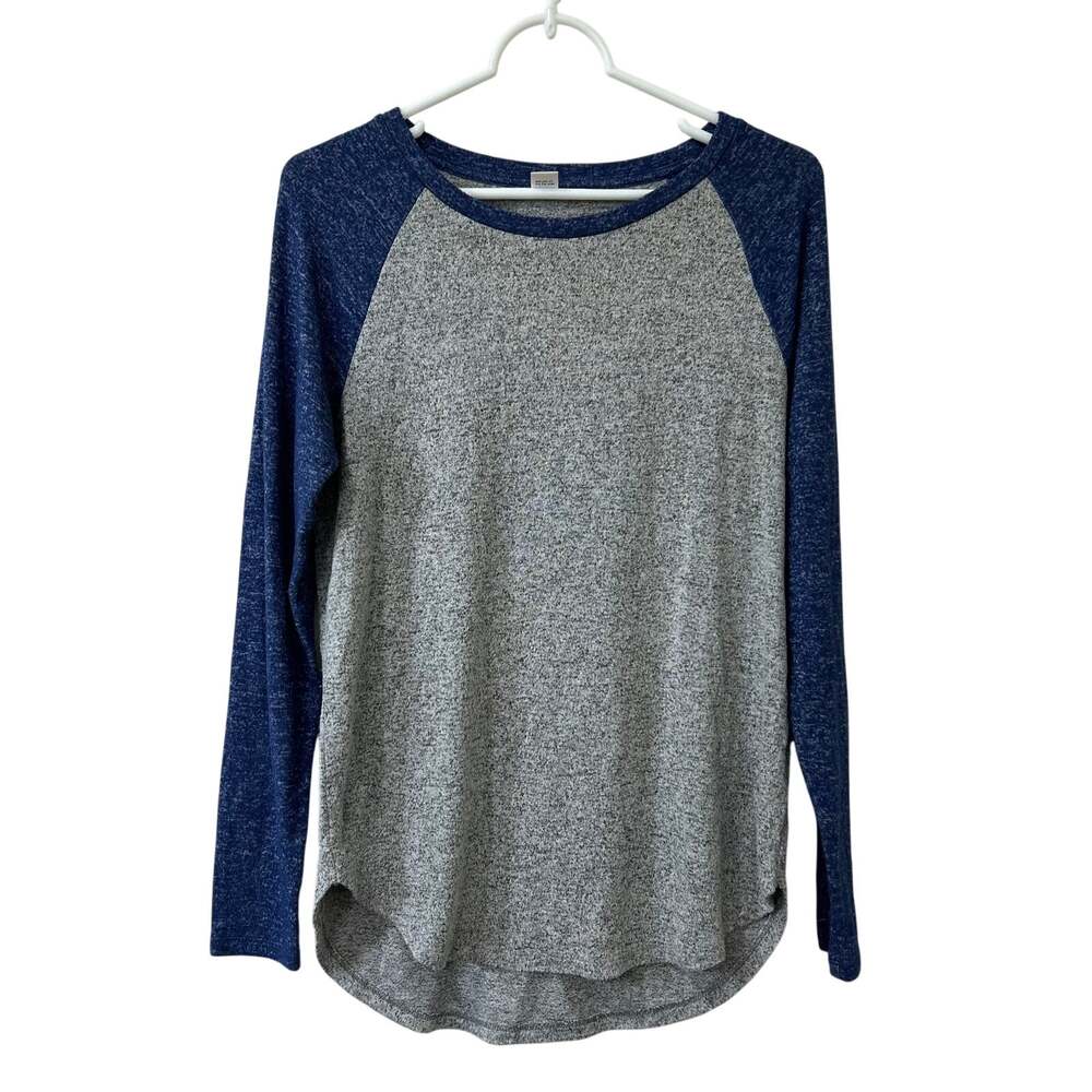 Old Navy Women's Size Small Blue & Gray Long Raglan Sleeve Baseball Shirt